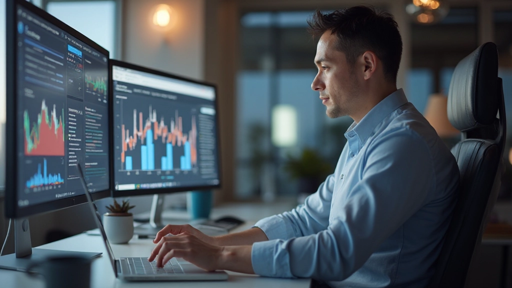 Графики аналитики и выбор онлайн-каналов маркетинга на ноутбуке