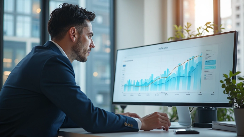 Визуализация интернет-канала с графиком и аналитикой на мониторе компьютера